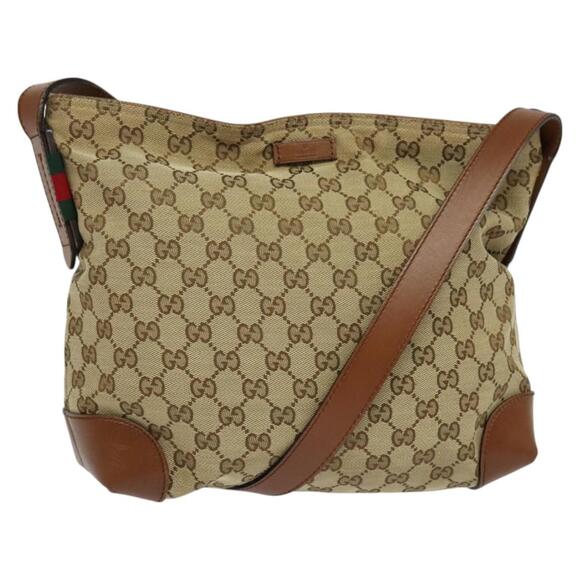 Gucci Handbags - GUCCI GG Canvas Shoulder Bag Beige Silver